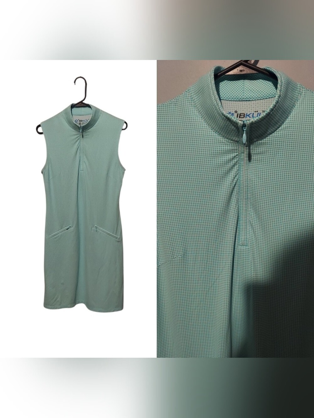 IBKUL Checkered Gingham Dress S Blue UPF 50+ Sleeveless Golf Tennis Pickleball